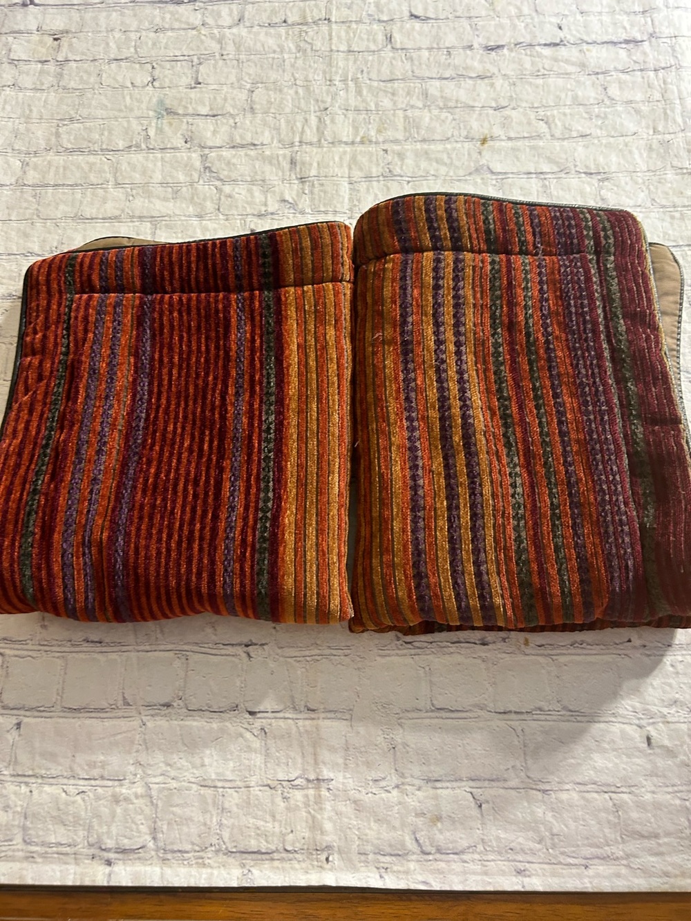 CROSCILL HOME PLATEAU CHENILLE SOUTHWESTERN STRIPES WARM TONES (2) PILLOW SHAMS